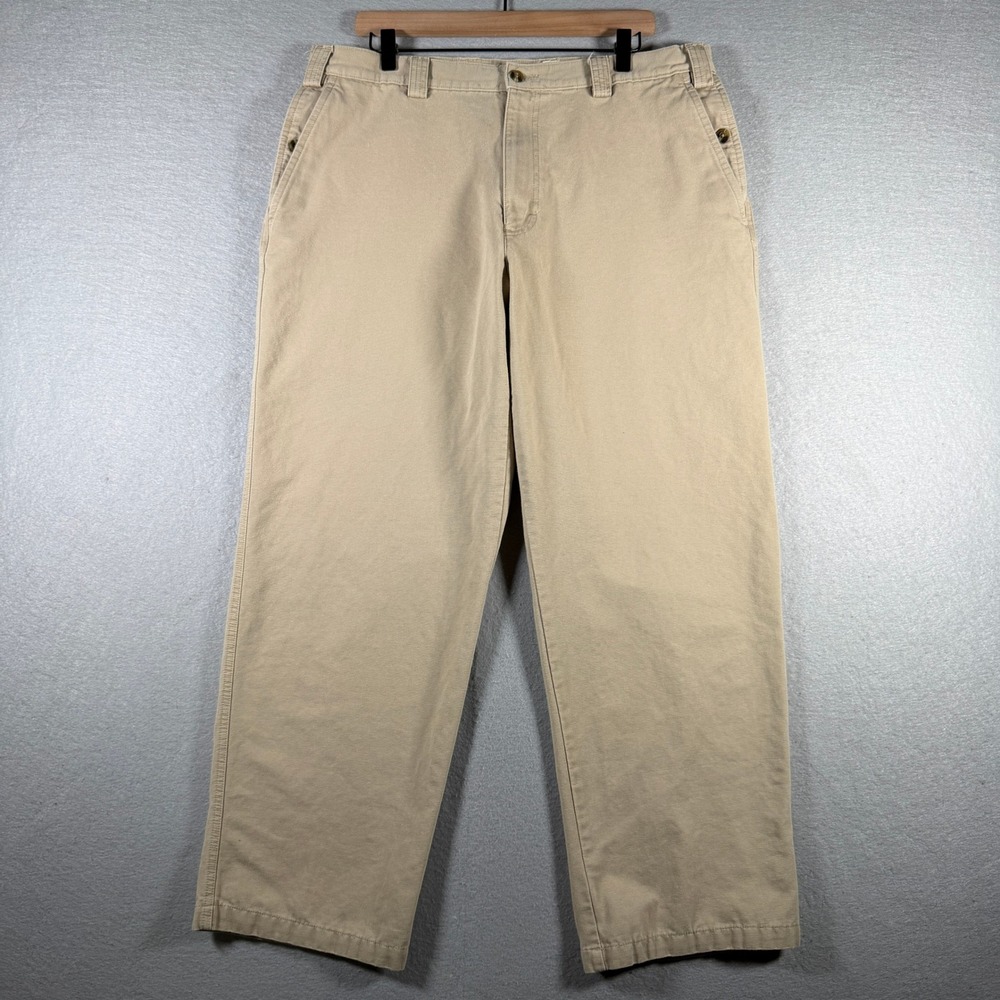 Eddie Bauer Mens Tan Khaki Cotton Chino Pants Straight Leg 38x30‎ W36 L29